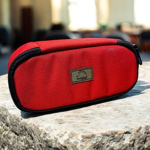 Hedgebag Oval Kalem Kutu Lastikli Fermuarlı Kırmızı