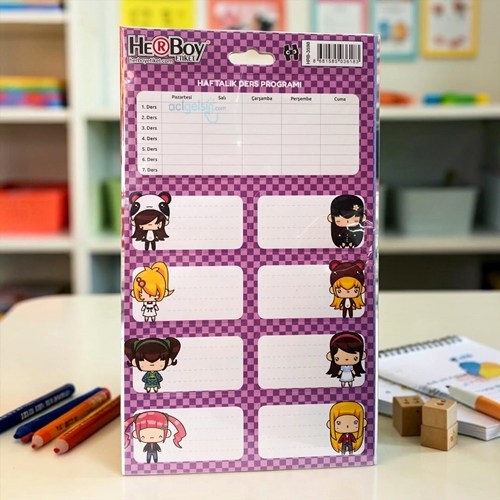 Herboy Okul Etiketi Haftalık Ders Programı 3 Yaprak Hrb-3598