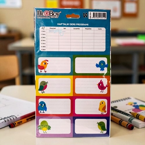 Herboy Okul Etiketi Haftalık Ders Programı 3 Yaprak Hrb-3591