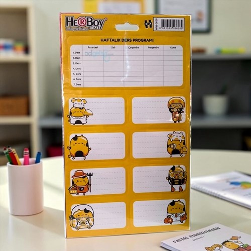 Herboy Okul Etiketi Haftalık Ders Programı 3 Yaprak Hrb-3638