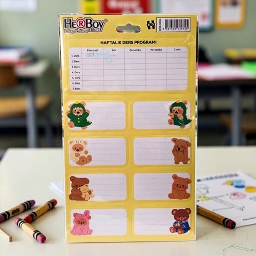 Herboy Okul Etiketi Haftalık Ders Programı 3 Yaprak Hrb-3594