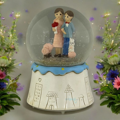 Kar Küresi Happy Couple 80 Mm Işıklı Müzikli