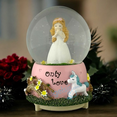 Kar Küresi Only Love 100 Mm Püskürtmeli ,ışıklı , Müzikli