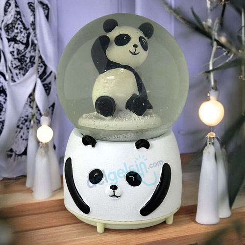 Kar Küresi Panda 100 Mm Püskürtmeli ,ışıklı , Müzikli