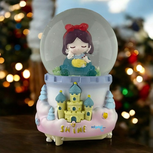 Kar Küresi Princess 100 Mm Püskürtmeli Işıklı Müzikli
