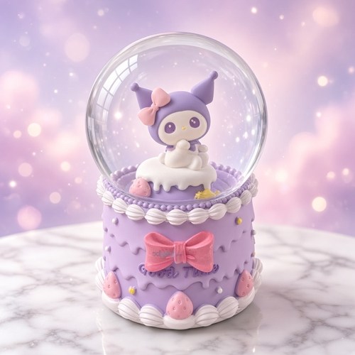 Kar Küresi Sanrio Kuromi 100 Mm Püskürtmeli,ışıklı,müzikli