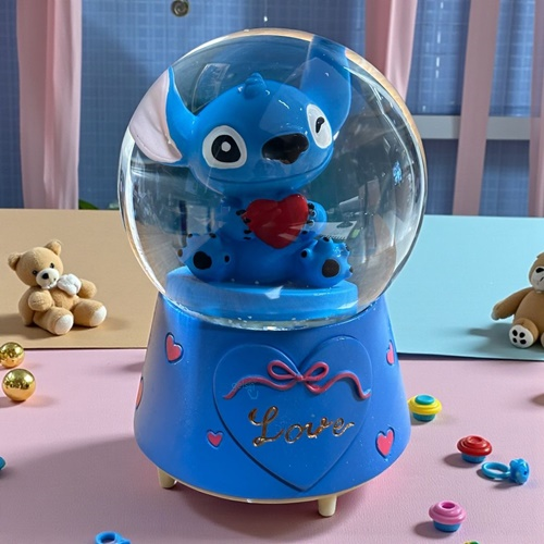 Kar Küresi Stitch 100 Mm Püskürtmeli Işıklı Müzikli