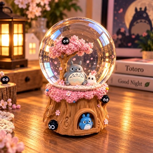 Kar Küresi Totoro Ve Kiraz Çiçeği 80 Mm Işıklı