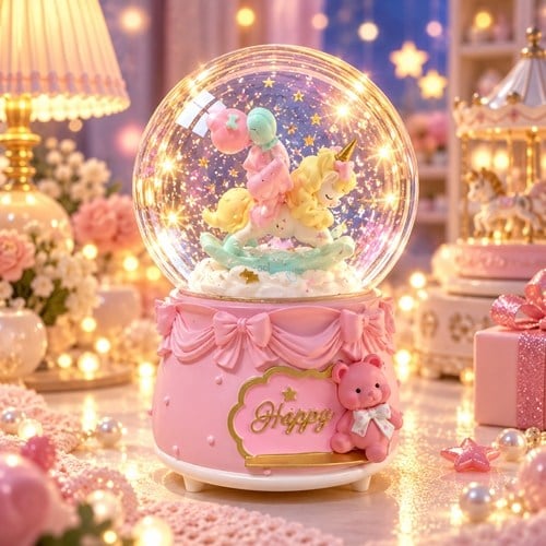 Kar Küresi Unicorn 100 Mm Püskürtmeli Işıklı Müzikli