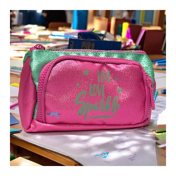 Kaukko Sparkle Plump Kalem Çantası (pink Green)