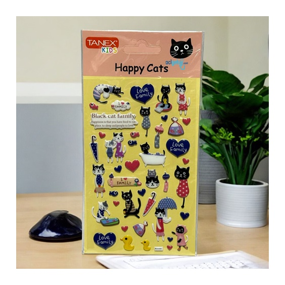 Kids Happy 3d Stickers Mutlu Kediler Serisi Etiket 25148