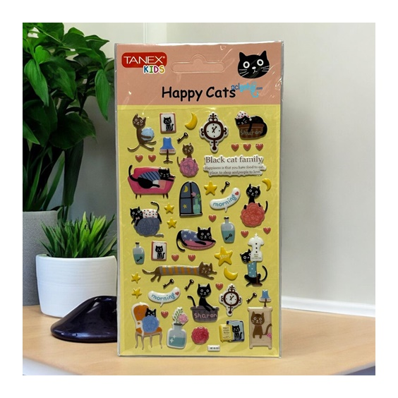 Kids Happy 3d Stickers Mutlu Kediler Serisi Etiket 25141