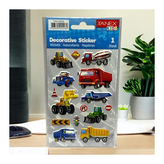 Kids Happy Stickers Kabartma Taşıtlar Serisi 25039