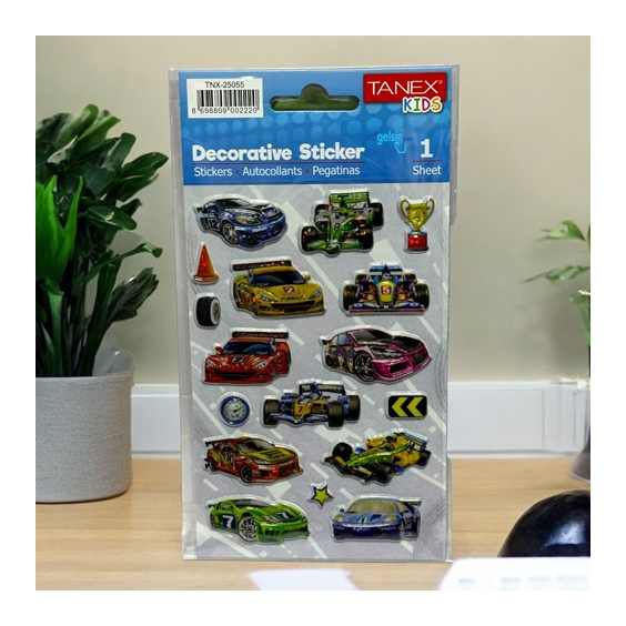 Kids Happy Stickers Kabartma Yarış Arabaları Serisi 25055
