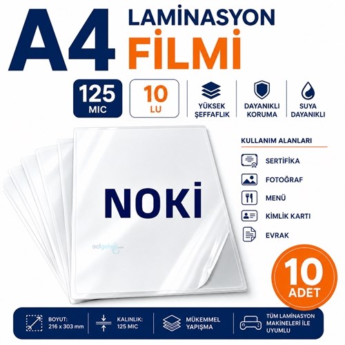 Laminasyon Filmi A4 10'lu Paket 125mic