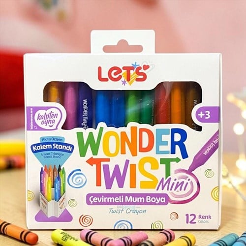 Lets 12 Renk Wonder Twist Mini Çevirmeli Mum Boya