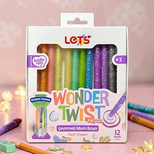 Lets 12 Renk Wonder Twist Pastel Çevirmeli Mum Boya Yeni