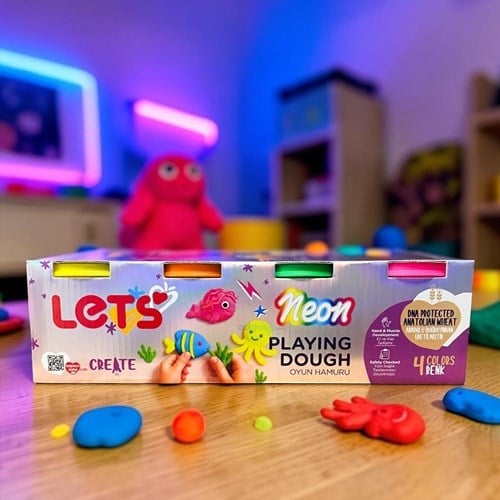 Lets 4 Renk Neon Oyun Hamuru 440 Gr