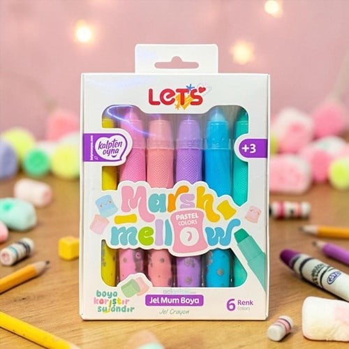 Lets 6 Renk Marshmellow Pastel Jel Mum Boya