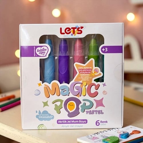 Lets Magic Pop Akrilik Jel Mum Boya Pastel Renkler 6lı