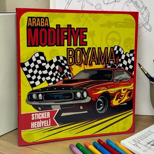 Lilamor Araba Modifiye Boyama Kitabı Sticker Hediyeli