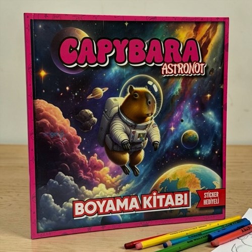 Lilamor Capybara Astronot Boyama Kitabı Sticker Hediyeli