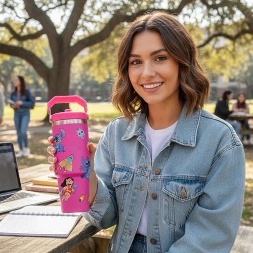 Lilo & Stitch Stanley Model Çelik Termos 1000'ml Fuşya