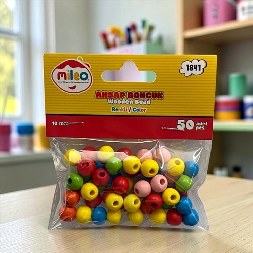 Mas Mileo Ahşap Boncuk 10 Mm 50li Paket Karışık Renkli