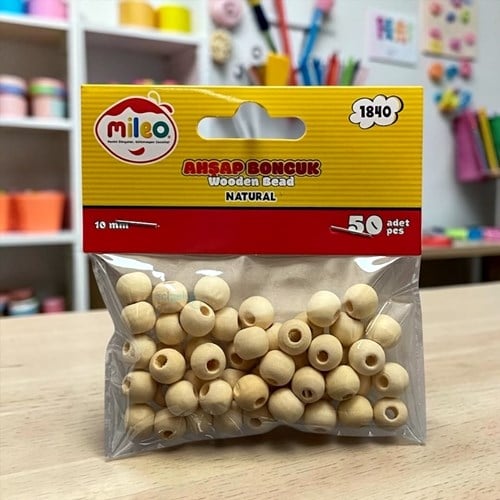 Mas Mileo Ahşap Boncuk 10 Mm 50li Paket Naturel