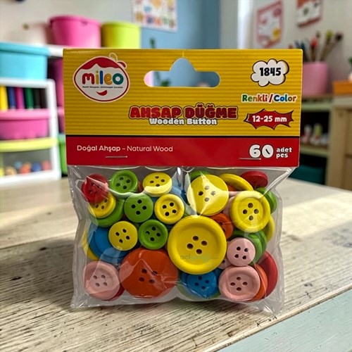 Mas Mileo Ahşap Düğme 1,2-2,5 Mm 60lı Paket
