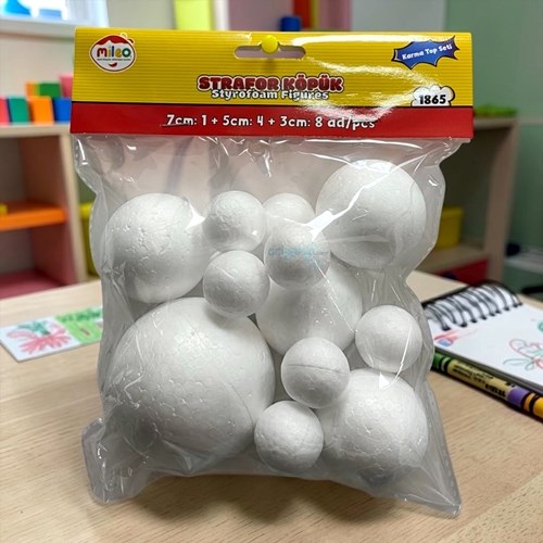Mas Mileo Strafor Köpük Topu Seti 3+5+7cm 8li