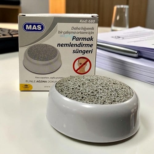 Mas Parmak Nemlendirme Pul Süngeri Gri