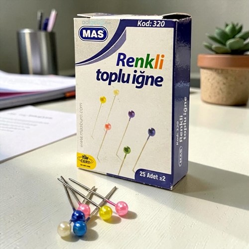 Mas Renkli Başlı Toplu İğne 32 Mm