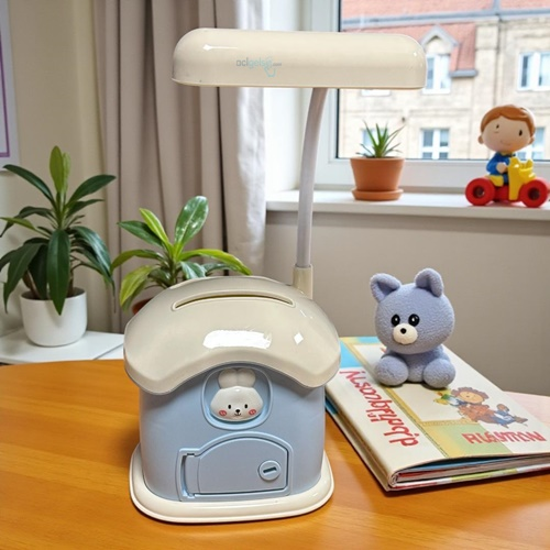 Masa Üstü Ev Model Kumbara Usb Şarzlı Lamba Mavi