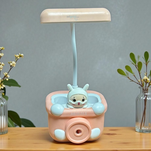 Masa Üstü Kalemtraşlı Kalemlikli Usb Lamba Pembe