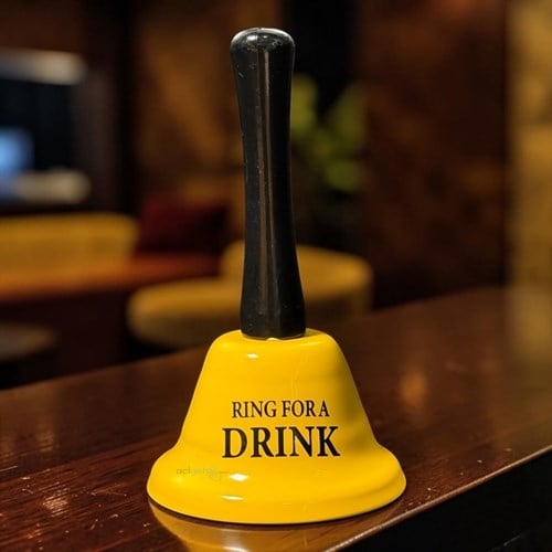 Masa Üstü Sallamalı Resepsiyon Zili Sarı Ring For'a Drink