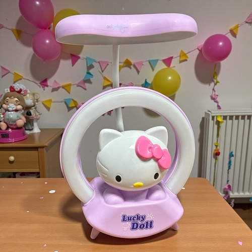 Masa Üstü Sevimli Hello Kitty Çok Işıklı Led Gece Lambası Mor