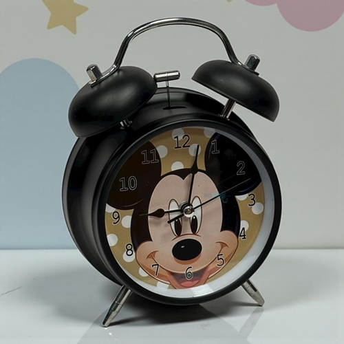 Masa Üstü Sevimli Mickey Mouse Çalar Saat Siyah