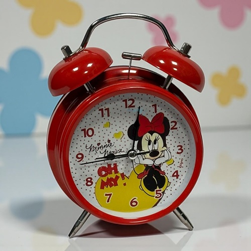 Masa Üstü Sevimli Minnie Mouse Çalar Saat Kırmızı