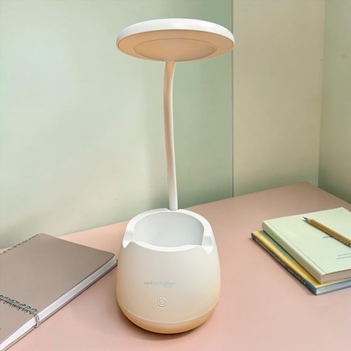 Masaüstü Kalemlikli Telefon Standlı Led Lamba Kırık Beyaz
