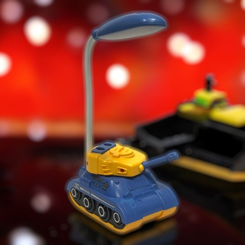 Masaüstü Tank Temalı Kalemlik Led Lamba Mavi
