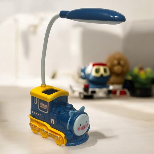 Masaüstü Tren Temalı Kalemlikli Led Lamba Mavi