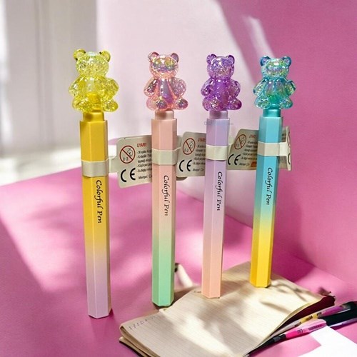 Maxx Colorful Kristal Jel Tükenmez Kalem Ayıcık Figürlü Tekli