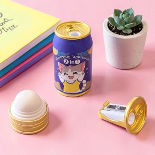 Maxx Silindir Kalemtraş Silgi 2'si 1 Arada Sevimli Hayvan Desenli