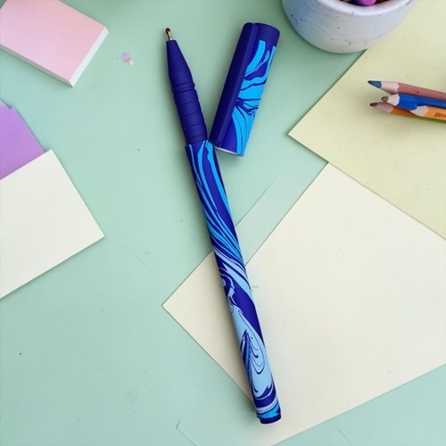 Maxx Vinson Fashion Mavi-pembe Dalga Desenli Tükenmez Kalem