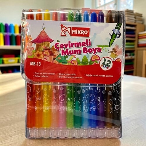 Mikro Mb-13 Çevirmeli Mum Boya 12 Li