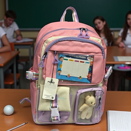 Mileo Reni Çok Gözlü Okul Çantası Siyah 2805
