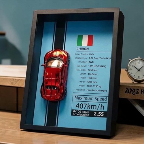 Mini Gt Bugatti Chiron Kırmızı Çerçeveli Metal Model Araba Dekoratif Koleksiyon