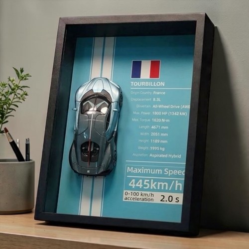 Mini Gt Bugatti Tourbillon Çerçeveli Metal Model Araba Dekoratif Koleksiyon