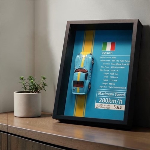 Mini Gt Ferrari 250 Gto Açık Mavi Çerçeveli Metal Model Araba Dekoratif Koleksiyon